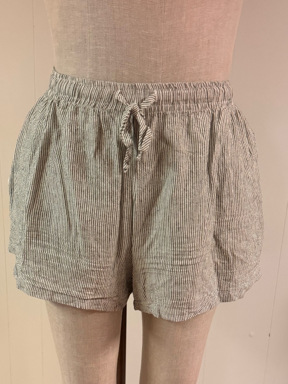 Forever 21 Gray Pinstripe Drawstring Casual Shorts